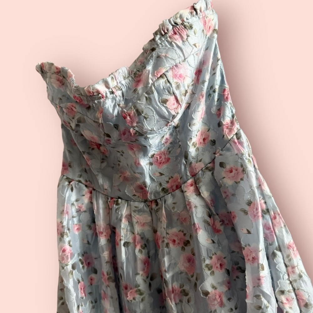 Altar'd State Powder Blue Midi Dress with Pink Floral Print - Picture 3 of 8